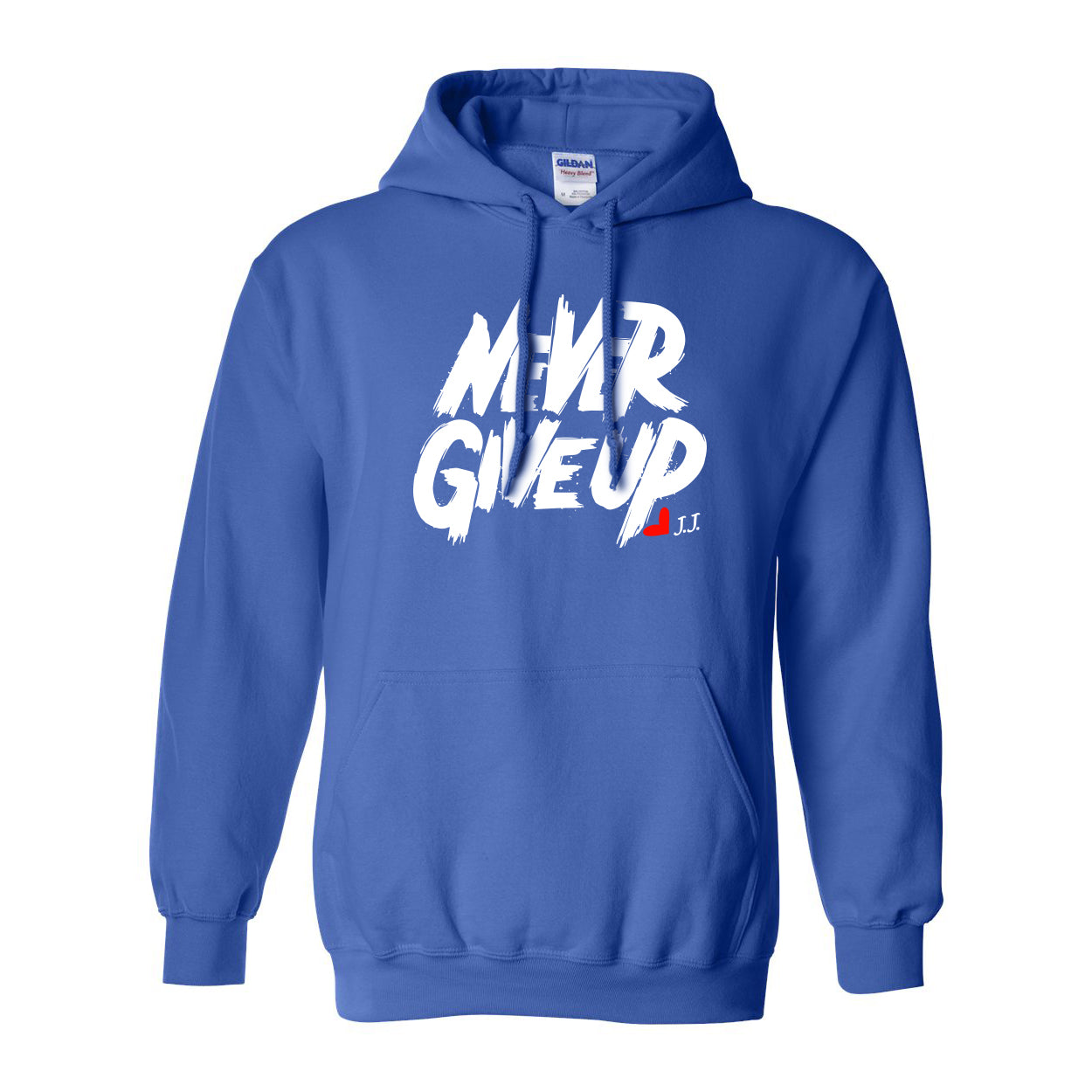 BLUE NEVER GIVE UP HOODIE (Adult)